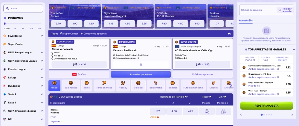 Apuestas deportivas del casino Spinbara